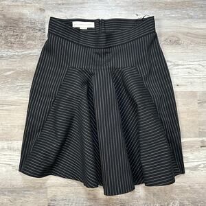 Stella McCartney Black Pinstripe Wool Blend Pleated Skirt Size 42 / US 8